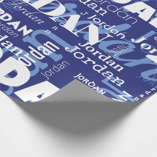 Modernes Muster mit wiederholtem Namen Blau-Weißer Geschenkpapier (Ecke)