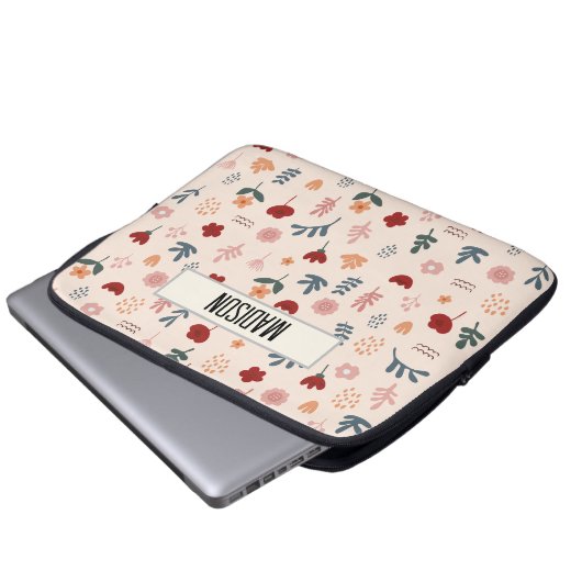 Modernes Muster Niedlicher ästhetischer Blume Laptopschutzhülle (Vorne Knopf)