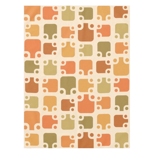 Modernes Muster Ochre Mitte des Jahrhunderts Tischdecke (Vorderseite)