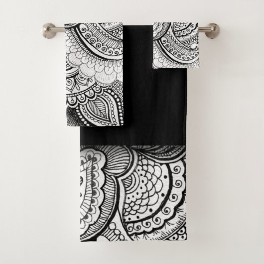 Modernes Muster Schwarz-Weiß-Geometrie Badhandtuch Set (Insitu)
