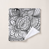 Modernes Muster Schwarz-Weiß-Geometrie Badhandtuch Set (Waschlappen)