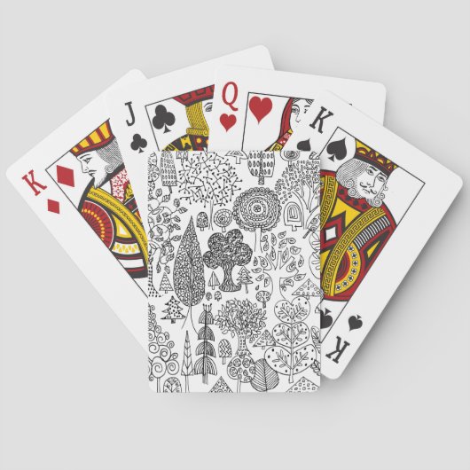 Modernes Muster schwarzer und weißer Bäume Spielkarten (Rückseite)