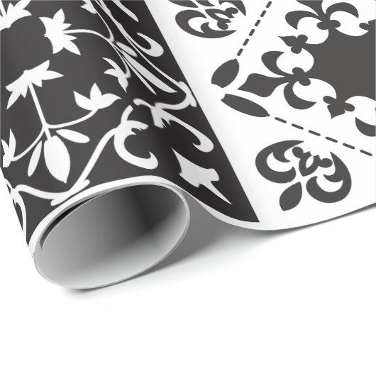 Modernes Muster schwarzer und weißer geometrischer Geschenkpapier (Rolleneckpunkt)