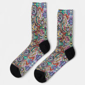 Modernes Muster tropisch-multikolorisch geometrisc Socken (Linkes Detail)