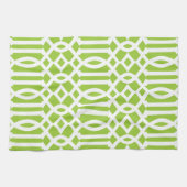 Modernes Muster von Apple Green und White Trellis Geschirrtuch (Horizontal)