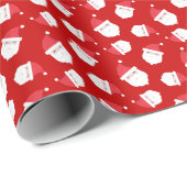 Modernes Muster von Red & White Santa Claus Geschenkpapier (Rolleneckpunkt)