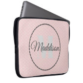 Modernes Mustermonogramm Ihr Name Rosa personalisi Laptopschutzhülle (Vorne Rechts)