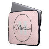 Modernes Mustermonogramm Ihr Name Rosa personalisi Laptopschutzhülle (Vorderseite Links)