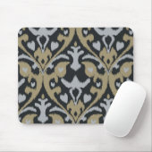 Modernes mutiges graues beige schwarzes ikat mousepad (Mit Mouse)