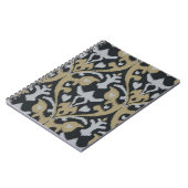 Modernes mutiges graues beige schwarzes ikat notizblock (Linke Seite)