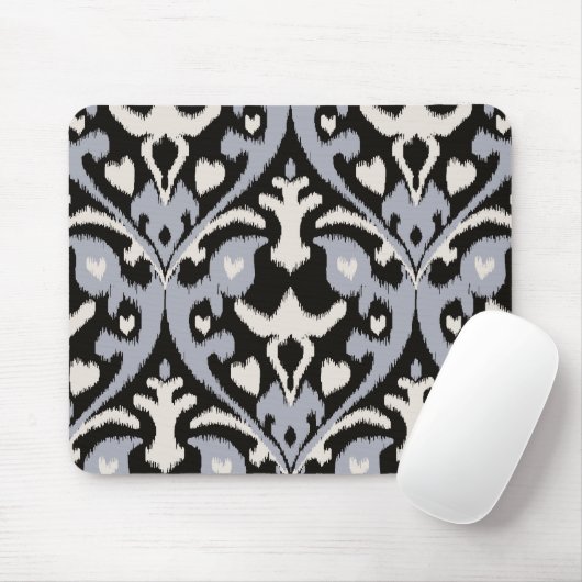 Modernes mutiges graues schwarzes ikat Stammes- Mousepad (Mit Mouse)