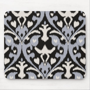 Modernes mutiges graues schwarzes ikat Stammes- Mousepad