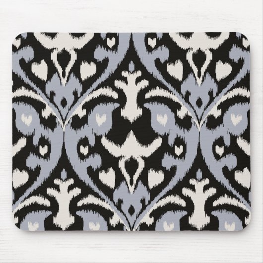 Modernes mutiges graues schwarzes ikat Stammes- Mousepad (Vorne)