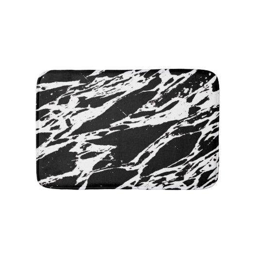 Modernes mutiges Marmorschwarzweiss-muster Badematte (Vorderseite)
