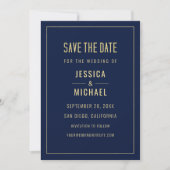 Modernes Naby Blue Elegante Einfache Minimalistisc Save The Date (Vorderseite)
