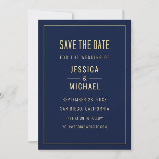 Modernes Naby Blue Elegante Einfache Minimalistisc Save The Date (Vorderseite)
