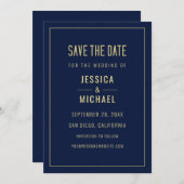 Modernes Naby Blue Elegante Einfache Minimalistisc Save The Date (Vorne/Hinten)