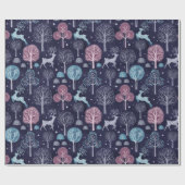 Modernes Nachtwald Geschenkpapier (Flach)