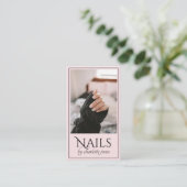 Modernes Nageltechniker Nail Foto Pink Visitenkarte (Stehend Vorderseite)