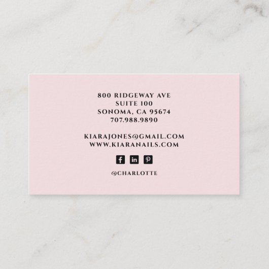 Modernes Nageltechniker Nail Foto Pink Visitenkarte (Rückseite)