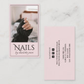 Modernes Nageltechniker Nail Foto Pink Visitenkarte (Vorne/Hinten)