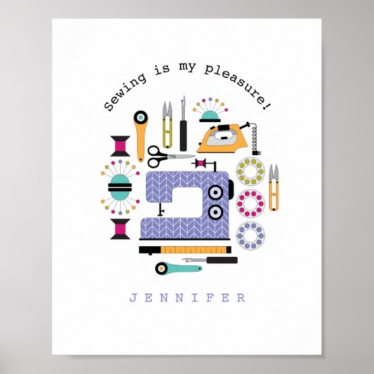 Modernes Nähmaterial und Musterplakat für Werkzeug Poster (Vorne)