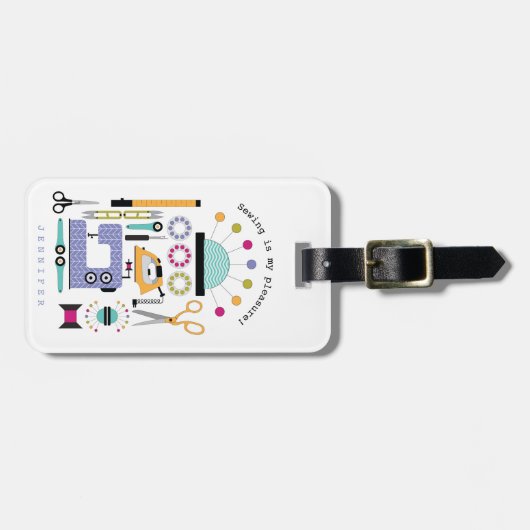 Modernes Nähmuster Gepäckanhänger (Vorderseite horizontal)