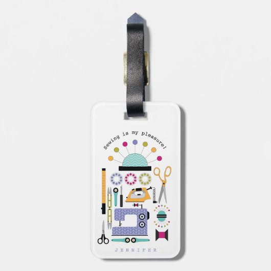 Modernes Nähmuster Gepäckanhänger (Rückseite vertikal)