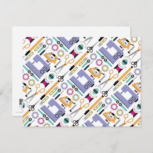 Modernes Nähmuster Postkarte (Vorne/Hinten)