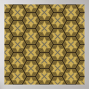 Modernes nahtloses Muster, goldene Farbe. Geometri Poster