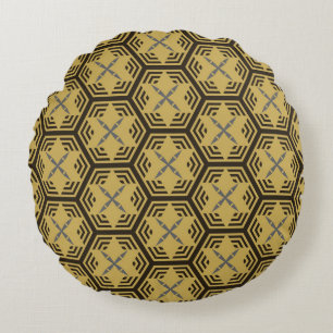 Modernes nahtloses Muster, goldene Farbe. Geometri Rundes Kissen