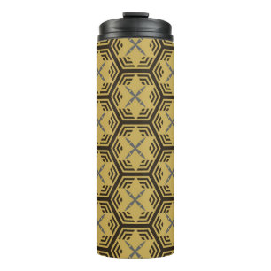 Modernes nahtloses Muster, goldene Farbe. Geometri Thermosbecher