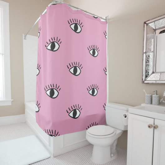 Modernes nahtloses Muster mit handgezogenen Augen  Duschvorhang (Beispiel)
