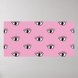Modernes nahtloses Muster mit handgezogenen Augen Poster