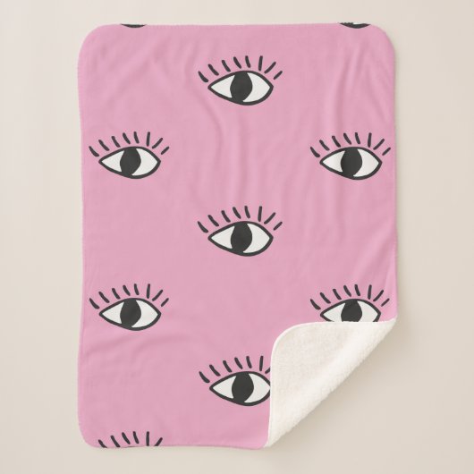 Modernes nahtloses Muster mit handgezogenen Augen Sherpadecke (Vorderseite)