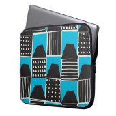 Modernes nahtloses Muster mit Häusern in Schwarz u Laptopschutzhülle (Vorderseite Links)