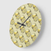 Modernes, nahtloses Muster Wasserfarbe Gelbe Zitro Große Wanduhr (Winkel)