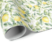 Modernes Nahtloses Muster Wasserfarbengelbe Zitron Geschenkpapier (Rolleneckpunkt)