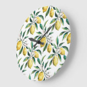 Modernes Nahtloses Muster Wasserfarbengelbe Zitron Große Wanduhr (Winkel)