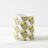 Modernes Nahtloses Muster Wasserfarbengelbe Zitron Kaffeetasse (Mittel)