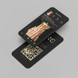 Modernes Nail Artist Salon Black Instagram Visitenkarte