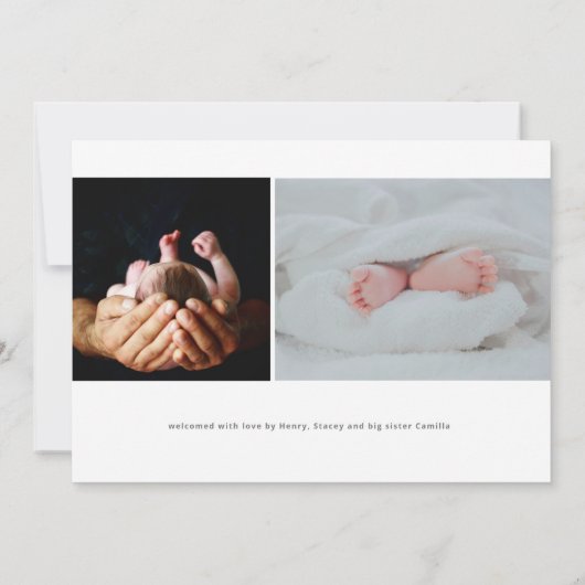 Modernes Name Baby Foto Birth Ankündigung (Rückseite)