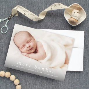 Modernes Name Baby Foto Birth Ankündigungspostkarte
