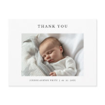 Modernes Name Foto Baby Danke Karte