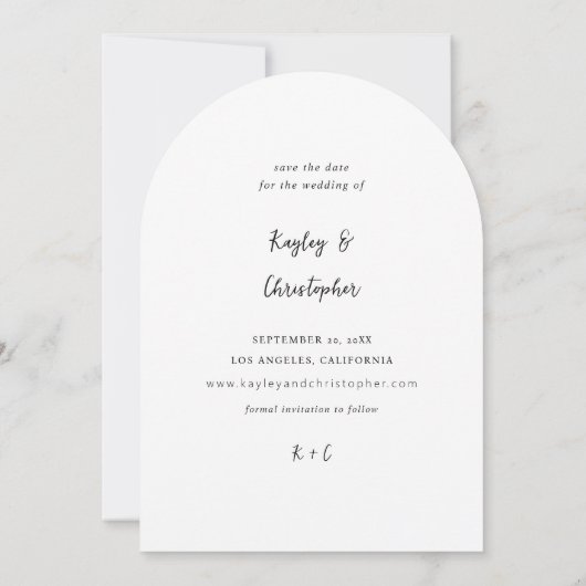 Modernes Name Foto Vertikal Chic Save the Date Arc Einladung (Rückseite)