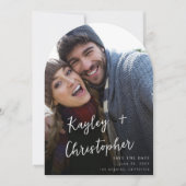 Modernes Name Foto Vertikal Chic Save the Date Arc Einladung (Vorderseite)
