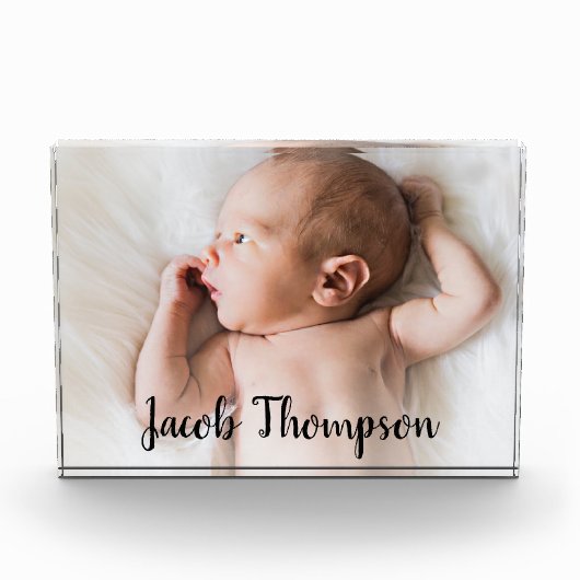 Modernes Name Script Baby Boy Foto (Vorderseite)