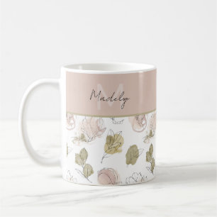 Modernes Namensmonogramm Florales Mädchenhaft Kaffeetasse