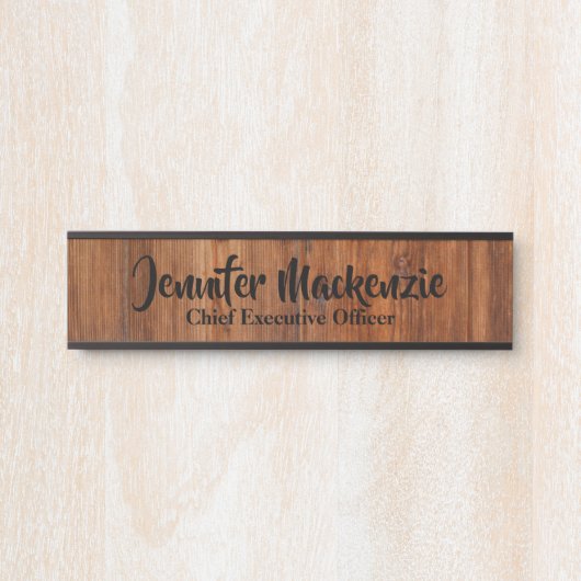 Modernes Namensschild Holzkörner rustikale Türschi (Vorderseite )