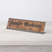 Modernes Namensschild Holzkörner Rustikales Schrei (Vorderseite )